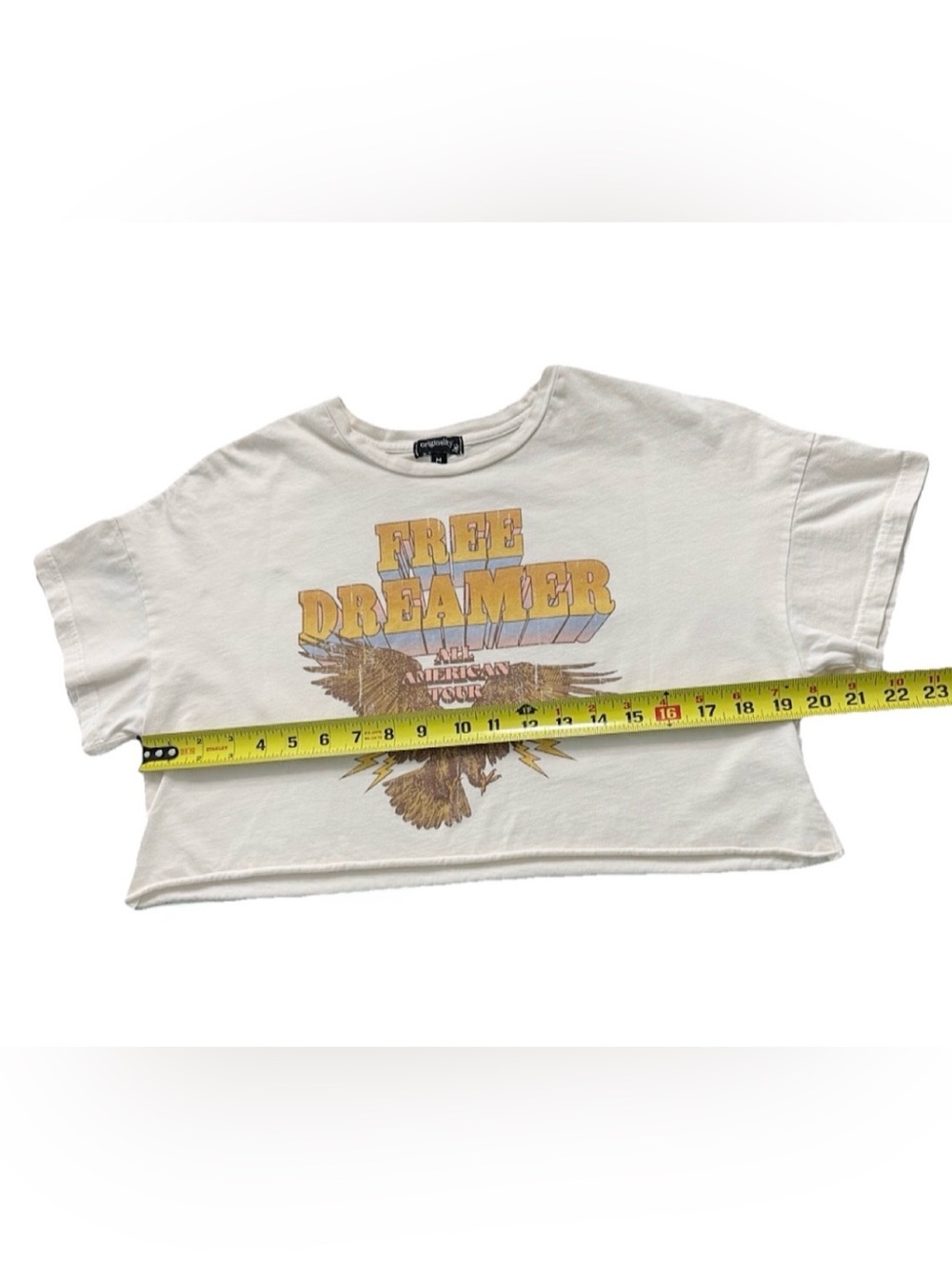 Free Dreamer All American Tour Cropped Graphic Tee Eagle USA Cotton M - Picture 6 of 7
